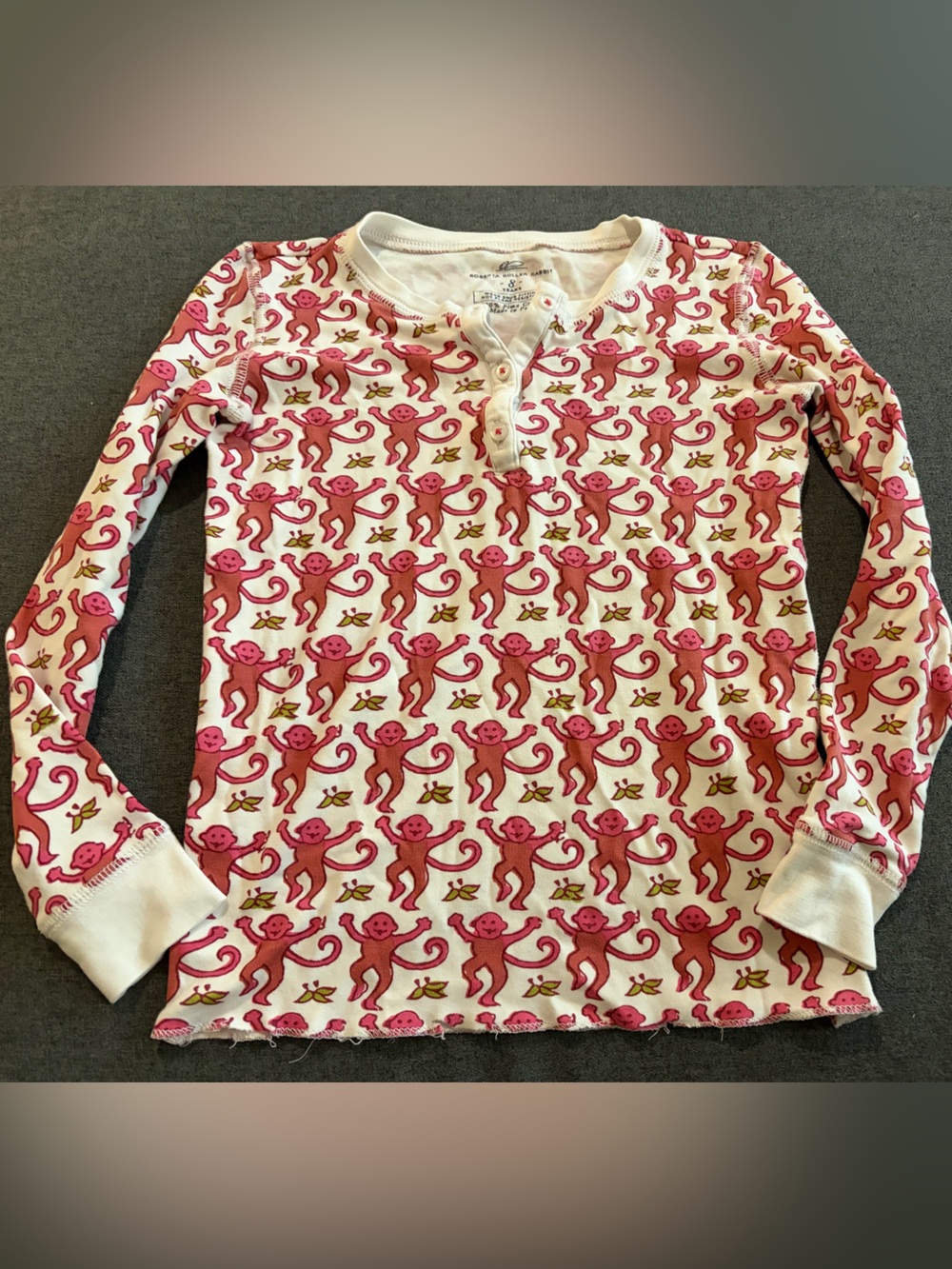 Roller Rabbit Kids White Top with Pink Monkey Print